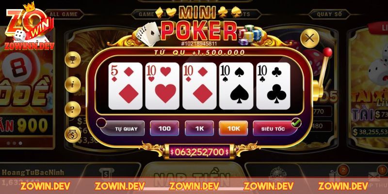 Mini Poker ZOWIN – Game Bài Đổi Thưởng Cực Hấp Dẫn 1 Một số thông tin cơ bản về mini poker